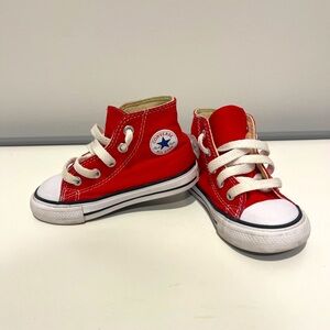 Converse Kids Sneakers High Tops Red Lace Up Toddler size 6